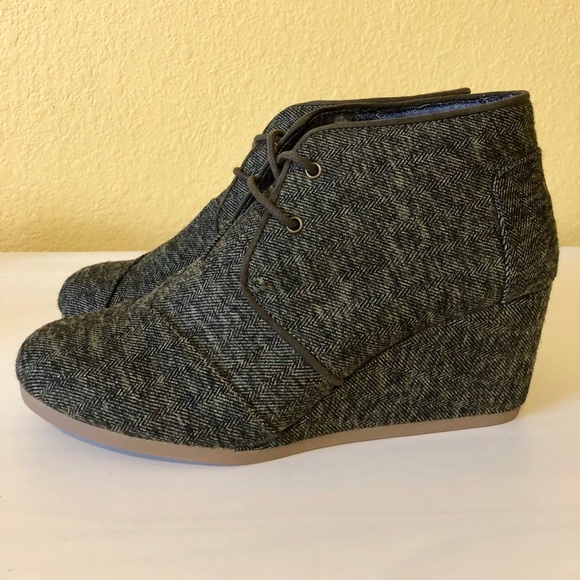 toms herringbone wedge bootie